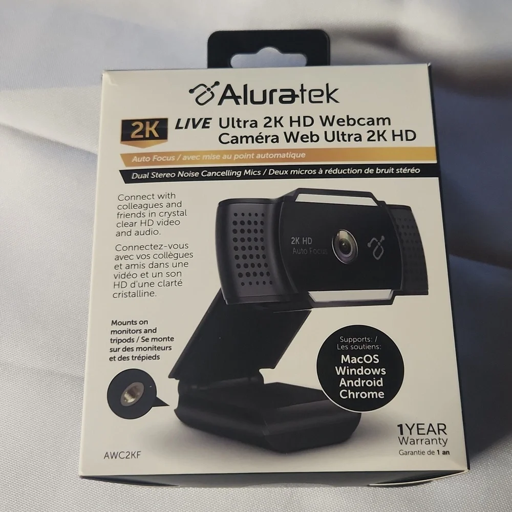 Aluratek 2K HD Webcam, model AWC2KF